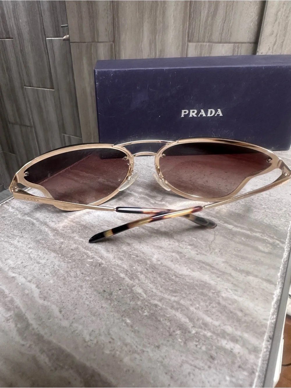 Prada Women's Gold Frame Brown Gradient Cat-Eye Sunglasses - Picture 2 of 6